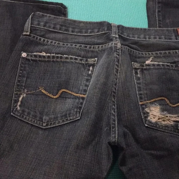 7 for All Mankind Bootcut Dark Wash Ripped Jeans - Picture 7 of 7